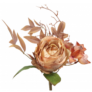 S3952Aut Autumn Brown Dried Rose Hydrangea Bouquet
