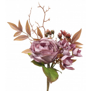 S3952Mve Mauve Dried Rose Hydrangea Bouquet