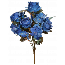 Blue Rose and Hydrangea Bush S3879Blu