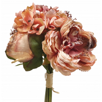 S3950Pch Cream Peach Dried Peony Hydrangea Bouquet