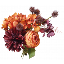 S3955Org Orange Dried Rose Chrysanthemum Hydrangea Bouquet