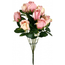 43cm Pink Rosebud Bush x 9 S7538Pnk
