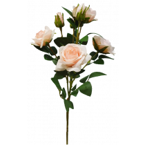 S7541Pch 74cm Light Peach Rose spray 4 open roses 3 rosebuds