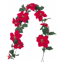 SX2104Rd Red Poinsettia Christmas Garland