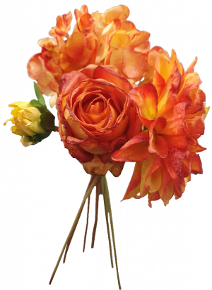 Dried Orange Rose Dahlia & Hydrangea Bundle S3110Org