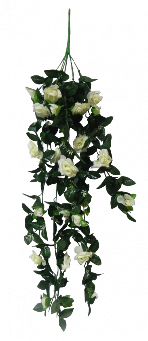 S3343Wht White Rose Garland Hanging Bush