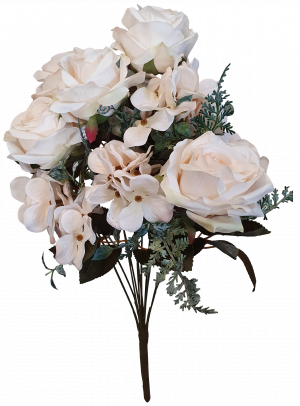 Cream white Rose and Hydrangea Bush S3879Crm