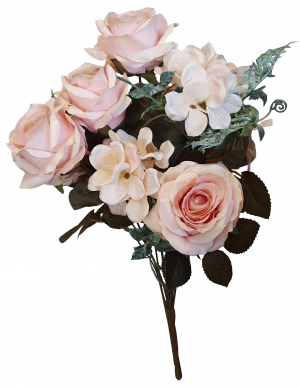 Light Pink Rose and Hydrangea Bush S3879LtPnk